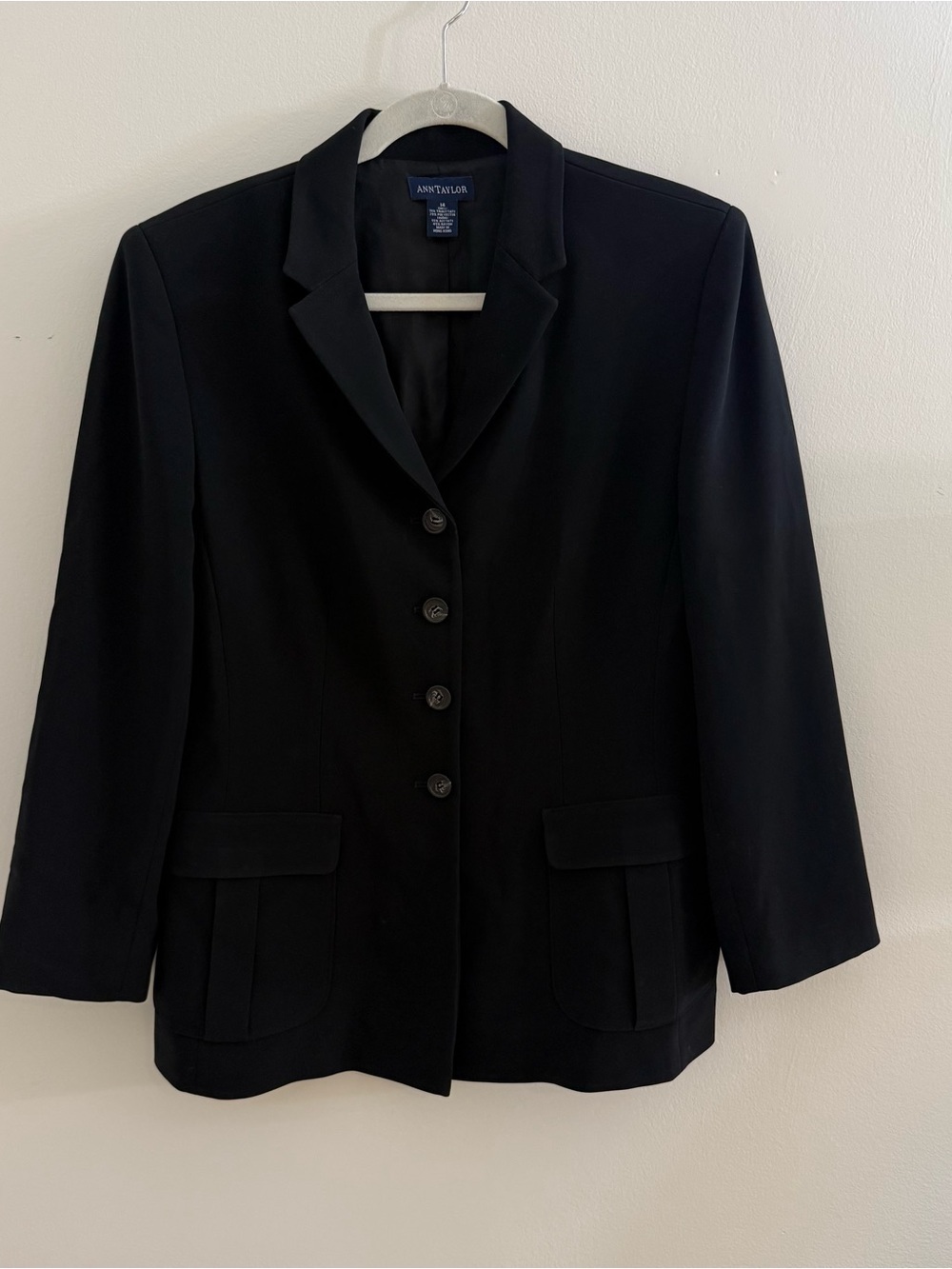 Ann Taylor Black Classic Button-Front Blazer